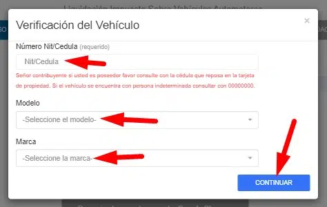 Impuesto Vehicular Atlantico Verificar datos vehiculo