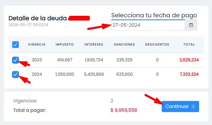 Impuesto Vehicular Bolivar Selecciona las vigencias