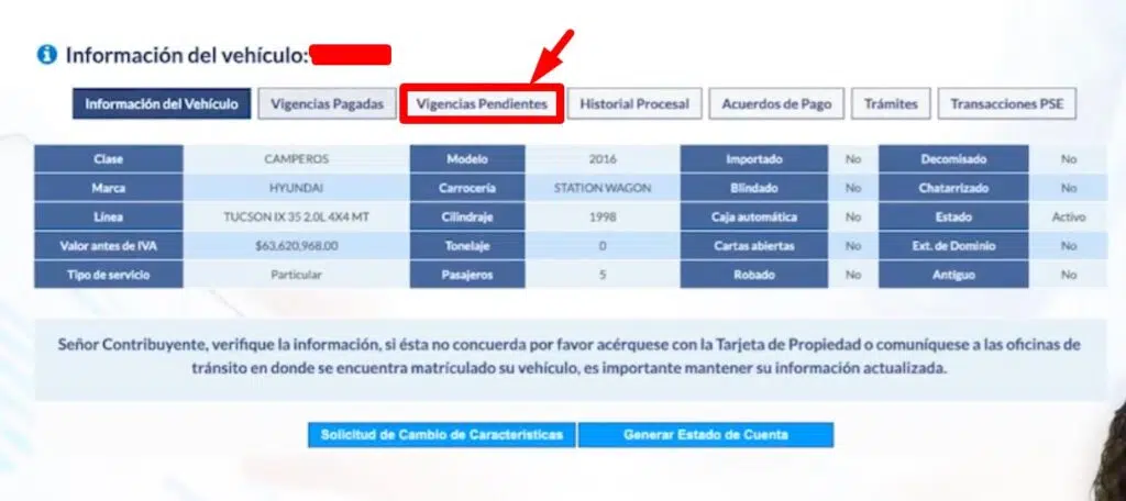 Impuesto Vehicular Meta Vigencias pendientes