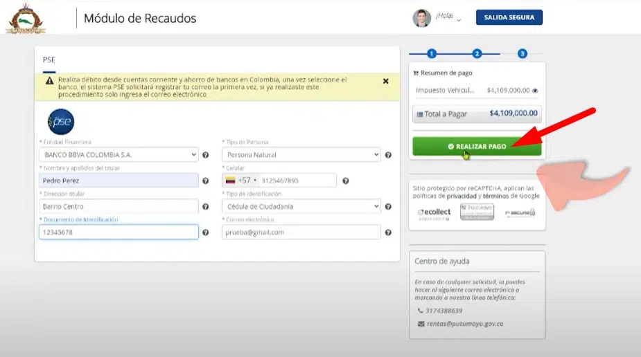 Impuesto Vehicular Putumayo Realizar pago