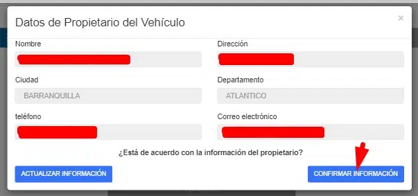 Impuesto Vehicular Sucre Verifica los datos del propietario